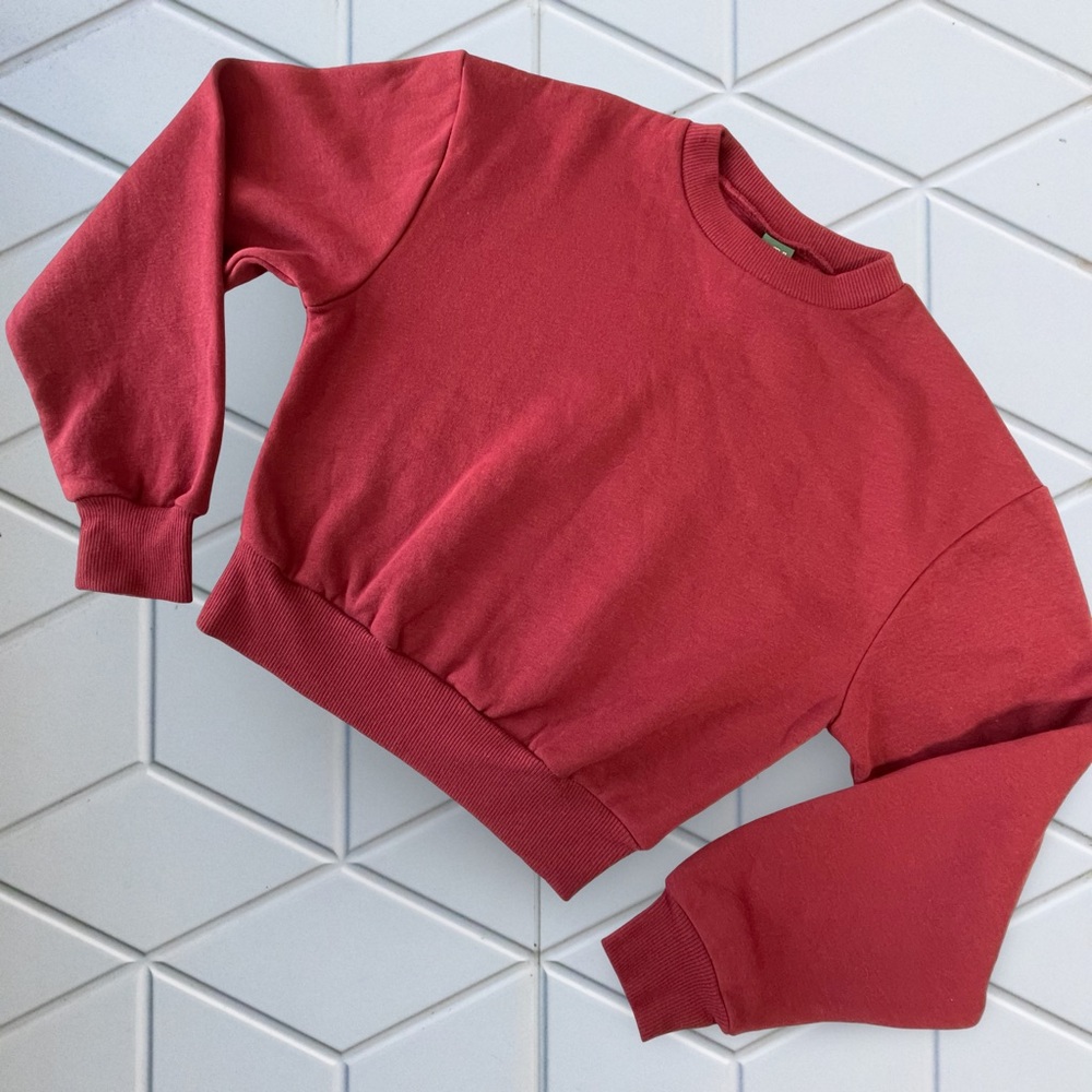 Wild Fable Berry Maroon Long Sleeve Drop Fleece Shoulder Crewneck Sweatshirt SzS - Picture 5 of 7